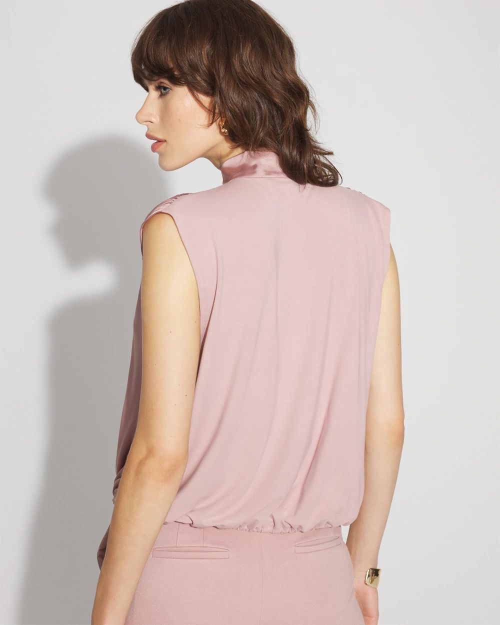 Bubble Hem Tie-Neck Shell | White House Black Market